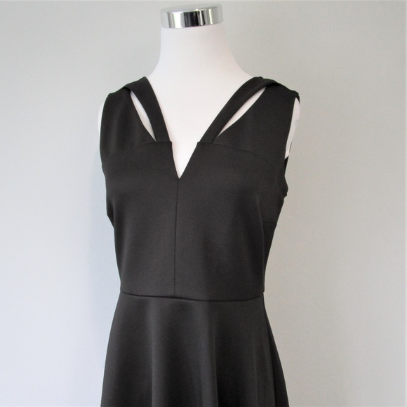 NORDSTROM Black Fit & Flare Cut Out Scuba Dress 2 - Picture 2 of 8